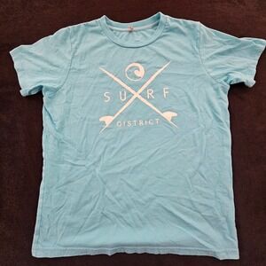 Surf District Aqua Blue Short Sleeve Cotton Blend T-Shirt Kids XL